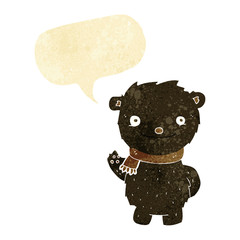 cartoon cute black bear with speech bubble