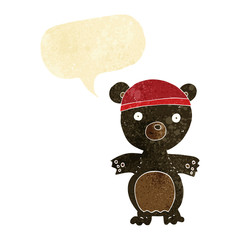 cartoon cute black bear with speech bubble