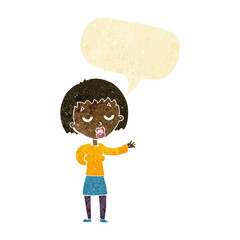 cartoon bored woman with speech bubble