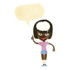 cartoon woman with idea with speech bubble