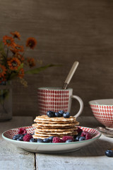 Waffles with berries breakfast