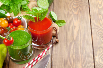 Fresh vegetable smoothie. Tomato and cucumber