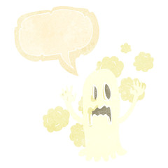 cartoon spooky ghost with speech bubble