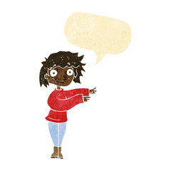 cartoon dancing woman with speech bubble