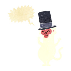 cartoon monkey in top hat with speech bubble