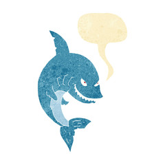 funny cartoon shark with speech bubble