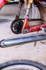 Remove wheel of motorcycle for replace the tire.