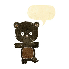 cartoon cute black bear with speech bubble