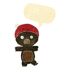 cartoon cute black bear with speech bubble