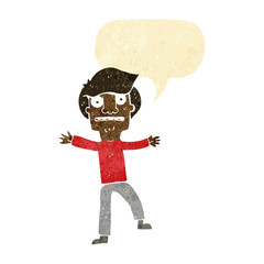 cartoon boy panicking with speech bubble