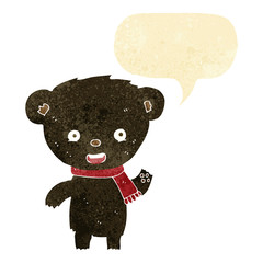cartoon cute black bear with speech bubble
