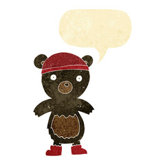 cartoon cute black bear with speech bubble