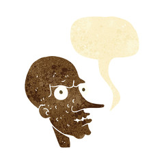 cartoon evil old man with speech bubble