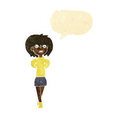 cartoon shocked woman with speech bubble