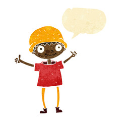 cartoon boy with positive attitude with speech bubble