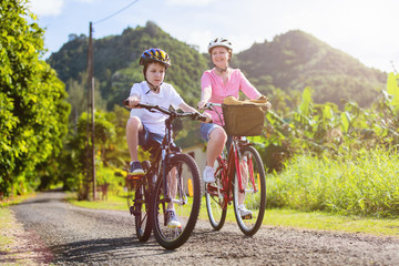 Family on bike ride