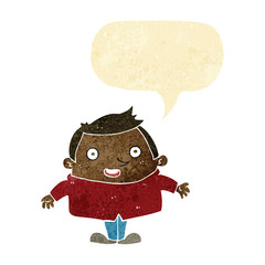 cartoon happy man with speech bubble