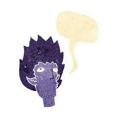 cartoon vampire face with speech bubble
