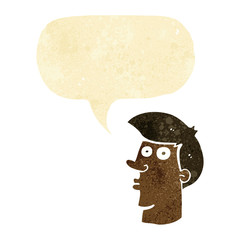 cartoon confused man with speech bubble