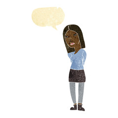 cartoon woman waiting with speech bubble