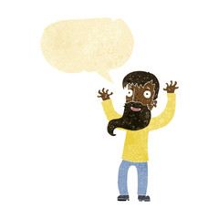 Obraz na płótnie Canvas cartoon excited man with beard with speech bubble