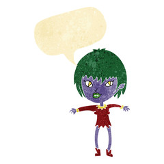 cartoon vampire girl with speech bubble