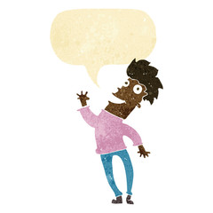 cartoon happy man with speech bubble