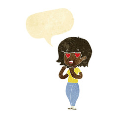 cartoon woman in love with speech bubble