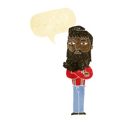 Obraz na płótnie Canvas cartoon serious man with beard with speech bubble
