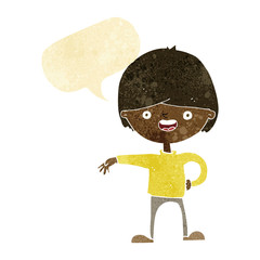 cartoon happy man with speech bubble