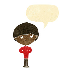 cartoon happy boy with speech bubble