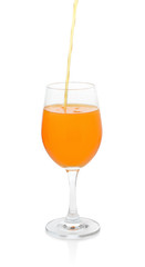 glass of orange juice on white background