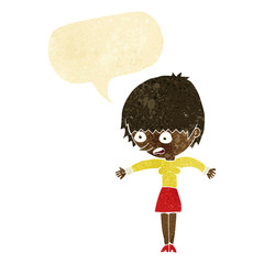 cartoon woman panicking with speech bubble