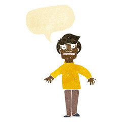 cartoon shocked man with speech bubble