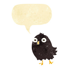 funny cartoon bird with speech bubble