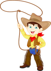 Obraz premium Cowboy kid twirling a lasso