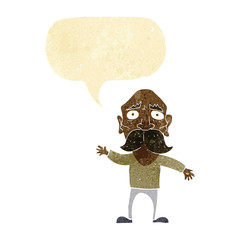 Obraz na płótnie Canvas cartoon worried old man with speech bubble