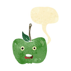 cartoon apple with speech bubble