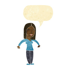 cartoon annoyed woman with speech bubble