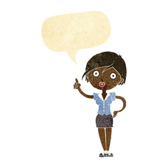 cartoon pretty woman with idea with speech bubble