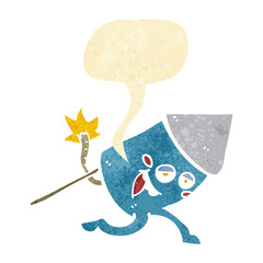cartoon funny firework character with speech bubble