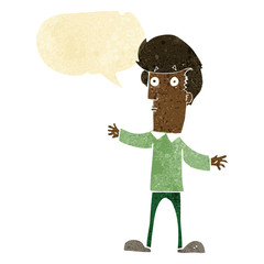 cartoon startled man with speech bubble