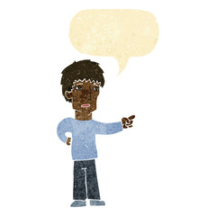 cartoon pointing man with speech bubble