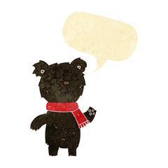 cartoon cute black bear cub with speech bubble