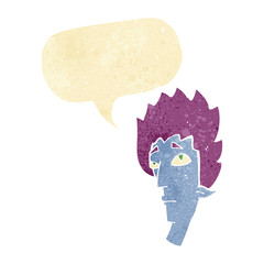 cartoon vampire head with speech bubble