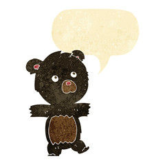 cartoon cute black bear with speech bubble