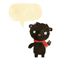 cartoon cute black bear with speech bubble