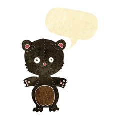 cartoon happy black bear with speech bubble