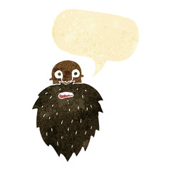 cartoon bearded man with speech bubble