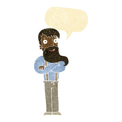 Obraz na płótnie Canvas cartoon bearded hipster man with speech bubble